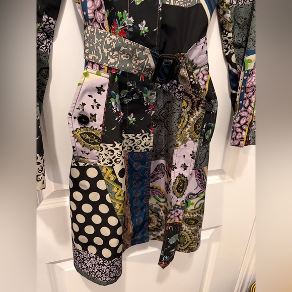 ETRO Milano Colorful Patchwork Belted Trench Coat - Picture 6 of 16